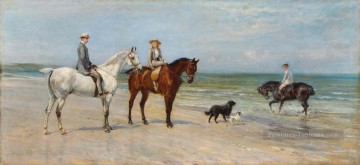  équitation - La famille Leney à cheval avec deux chiens sur la côte de Kentish Heywood Hardy équitation
